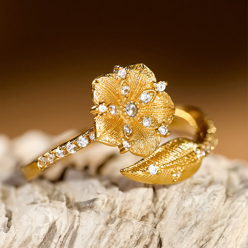 Buddha Stones Offener Ring aus Goldkamelien-Legierung - image 4