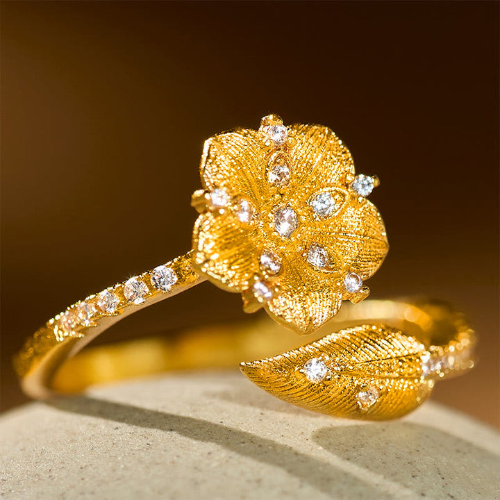 Buddha Stones Offener Ring aus Goldkamelien-Legierung - image 2