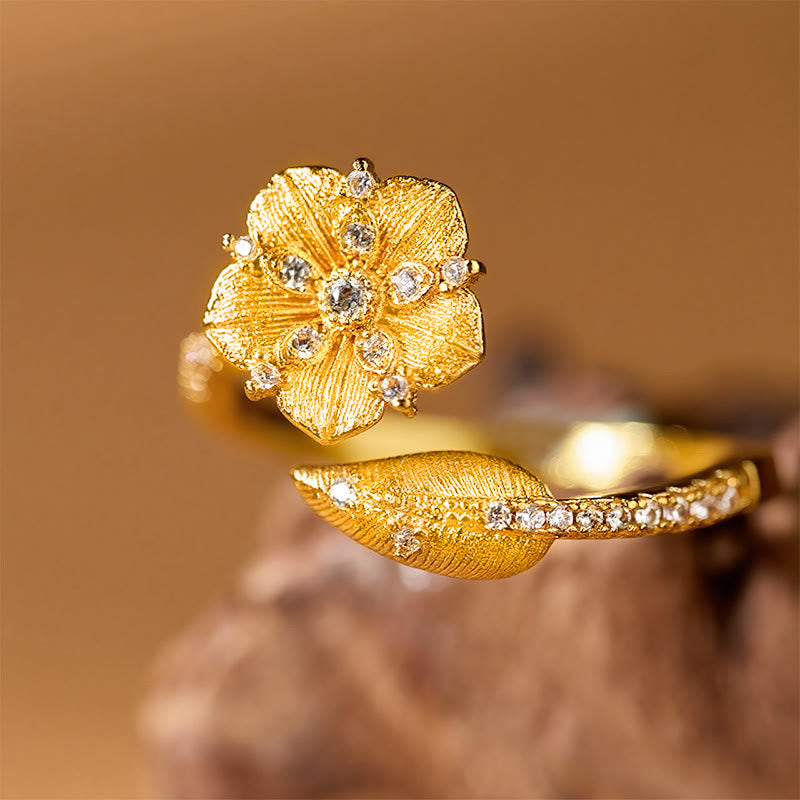 Buddha Stones Offener Ring aus Goldkamelien-Legierung - image 3