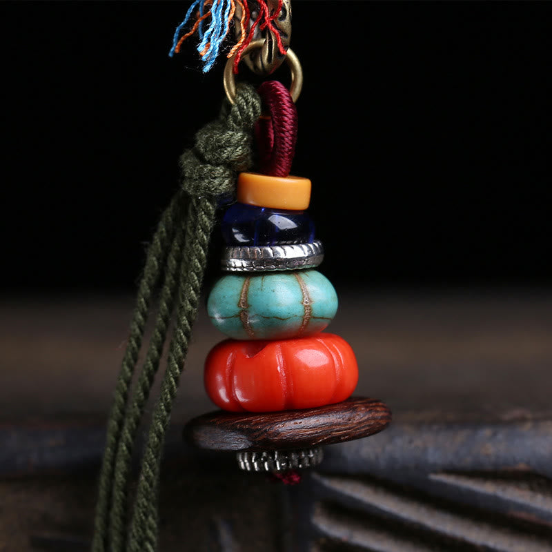 Buddha Stones Halskette mit Quaste und LiuLi-Perlenmotiv aus tibetischem Mani-Steinhaufen - image 2