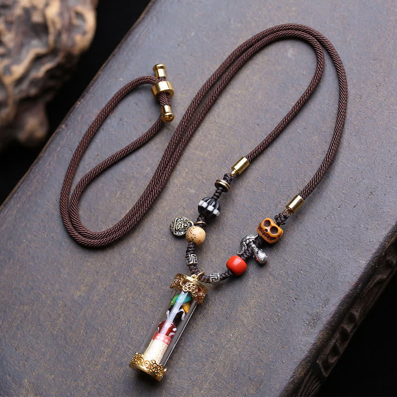 Buddha Stones Tibetische Ghau-Gebetsbox aus Achat und Kupfer, Schriftröhre, Erdungskette - Ca. 36 × 10 mm - image 0