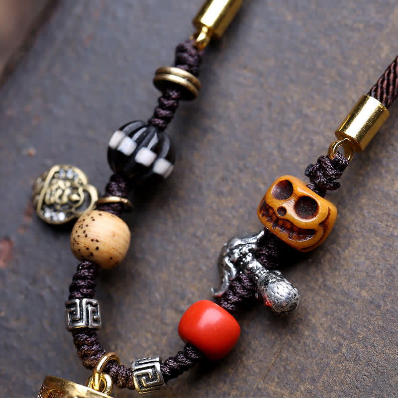 Buddha Stones Tibetische Ghau-Gebetsbox aus Achat und Kupfer, Schriftröhre, Erdungskette - image 2