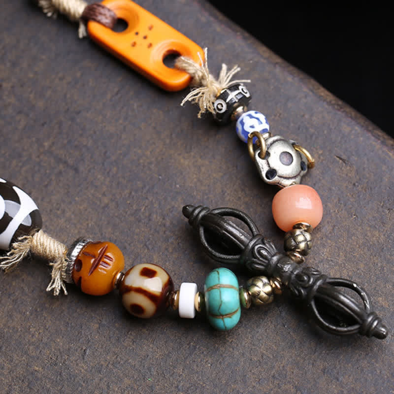 Buddha Stones Tibetische Drei-Augen-Dzi-Perlen-Vajra-Glückskette - image 3