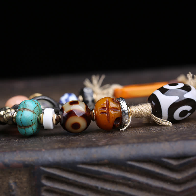 Buddha Stones Tibetische Drei-Augen-Dzi-Perlen-Vajra-Glückskette - image 5