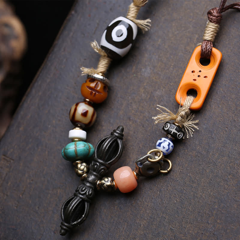 Buddha Stones Tibetische Drei-Augen-Dzi-Perlen-Vajra-Glückskette - image 4