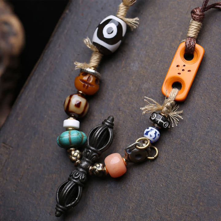 Buddha Stones Tibetische Drei-Augen-Dzi-Perlen-Vajra-Glückskette - image 4