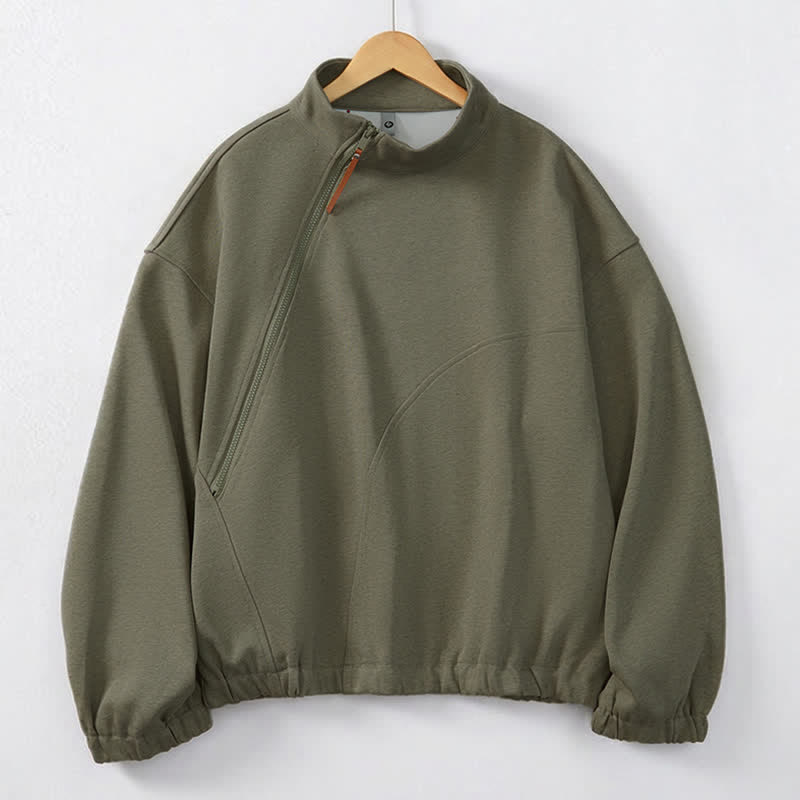 Buddha Stones Lässiges, minimalistisches Herren-Sweatshirt mit Viertelreißverschluss und Tasche für Herbst und Winter - Olivgrün - US/UK/AU44, EU54 (2XL) - image 0