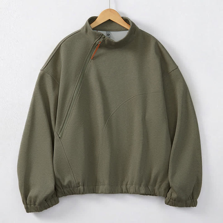 Buddha Stones Lässiges, minimalistisches Herren-Sweatshirt mit Viertelreißverschluss und Tasche für Herbst und Winter - Olivgrün - US/UK/AU44, EU54 (2XL) - image 0