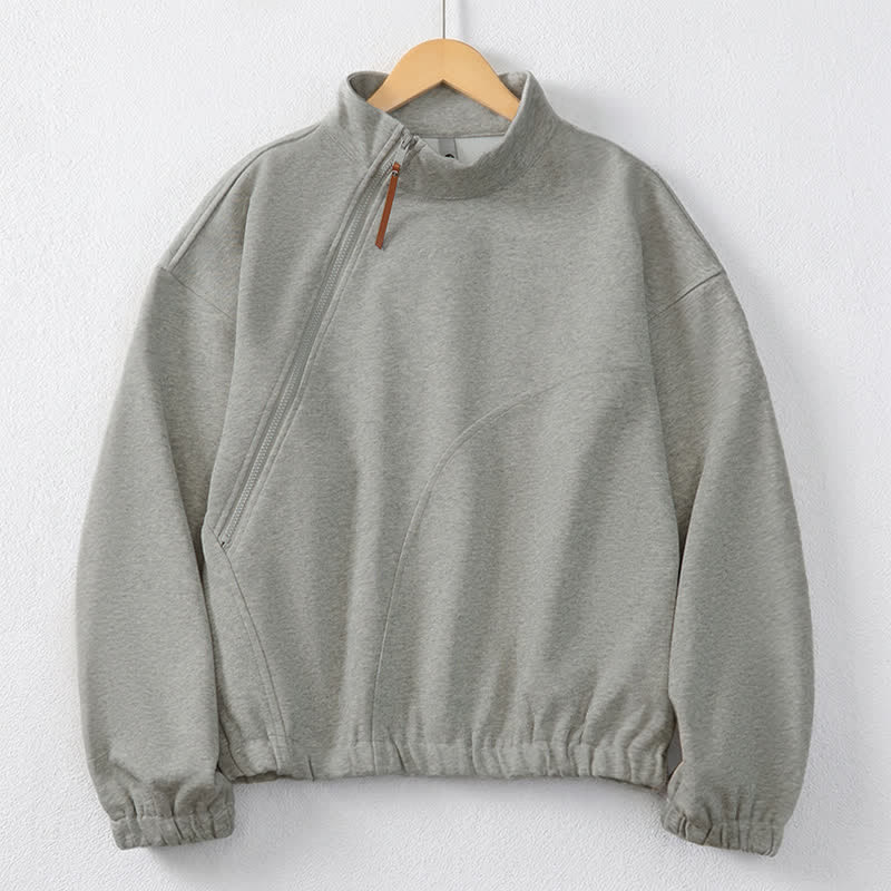 Buddha Stones Lässiges, minimalistisches Herren-Sweatshirt mit Viertelreißverschluss und Tasche für Herbst und Winter - Silber - US/UK/AU44, EU54 (2XL) - image 8
