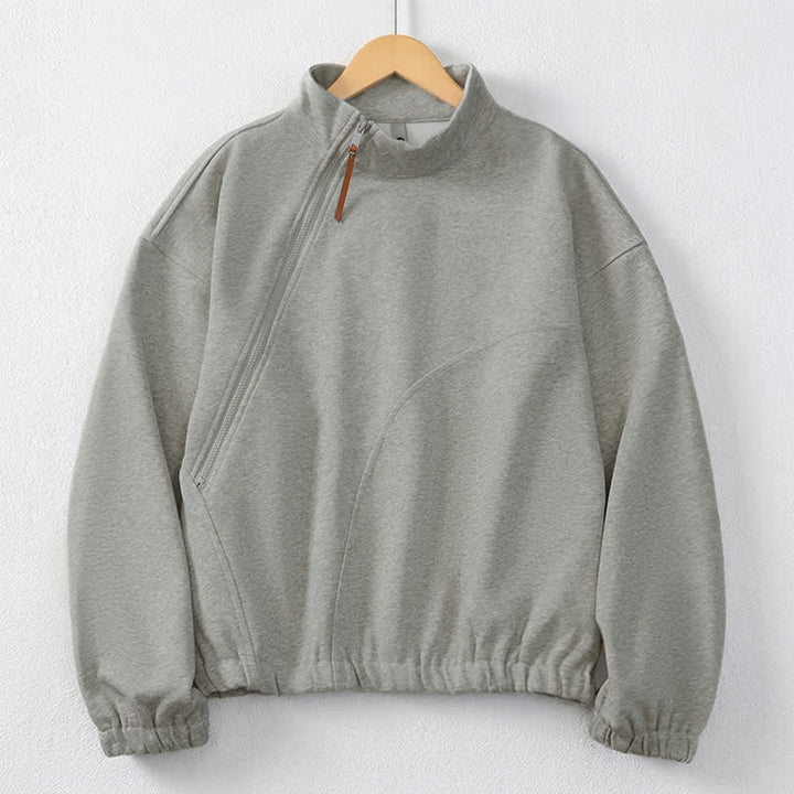 Buddha Stones Lässiges, minimalistisches Herren-Sweatshirt mit Viertelreißverschluss und Tasche für Herbst und Winter - Silber - US/UK/AU44, EU54 (2XL) - image 8