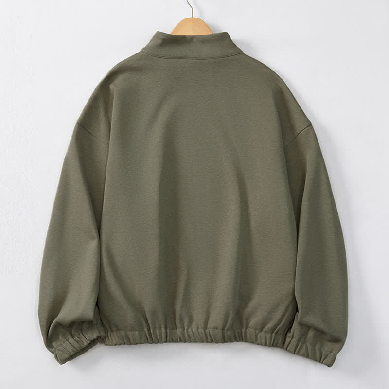 Buddha Stones Lässiges, minimalistisches Herren-Sweatshirt mit Viertelreißverschluss und Tasche für Herbst und Winter - image 1