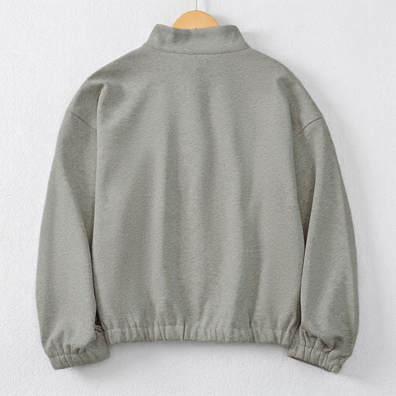 Buddha Stones Lässiges, minimalistisches Herren-Sweatshirt mit Viertelreißverschluss und Tasche für Herbst und Winter - image 9