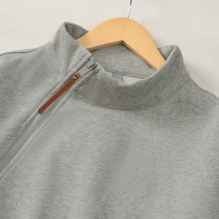 Buddha Stones Lässiges, minimalistisches Herren-Sweatshirt mit Viertelreißverschluss und Tasche für Herbst und Winter - image 12