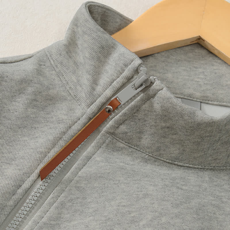 Buddha Stones Lässiges, minimalistisches Herren-Sweatshirt mit Viertelreißverschluss und Tasche für Herbst und Winter - image 11