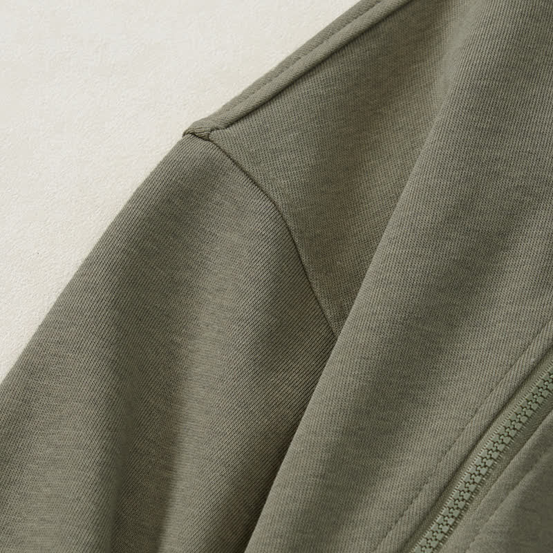 Buddha Stones Lässiges, minimalistisches Herren-Sweatshirt mit Viertelreißverschluss und Tasche für Herbst und Winter - image 2