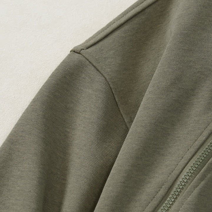 Buddha Stones Lässiges, minimalistisches Herren-Sweatshirt mit Viertelreißverschluss und Tasche für Herbst und Winter - image 2