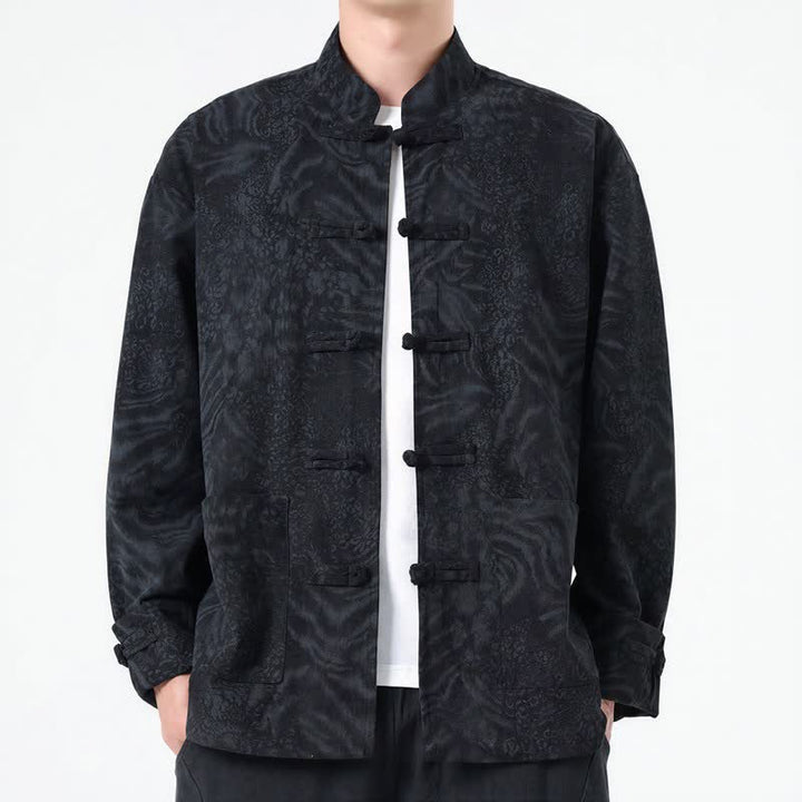 Buddha Stones Herbst/Winter Retro Tang Style aufgesetzte Taschen Abstrakte Cordjacken für Herren mit Tasche - Schwarz - US/UK/AU46, EU56 (5XL) - image 8