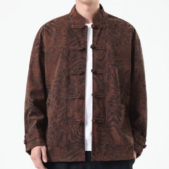Buddha Stones Herbst/Winter Retro Tang Style aufgesetzte Taschen Abstrakte Cordjacken für Herren mit Tasche - image 1