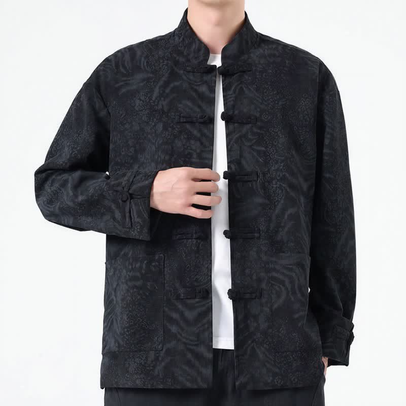Buddha Stones Herbst/Winter Retro Tang Style aufgesetzte Taschen Abstrakte Cordjacken für Herren mit Tasche - image 9