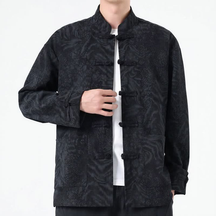 Buddha Stones Herbst/Winter Retro Tang Style aufgesetzte Taschen Abstrakte Cordjacken für Herren mit Tasche - image 9