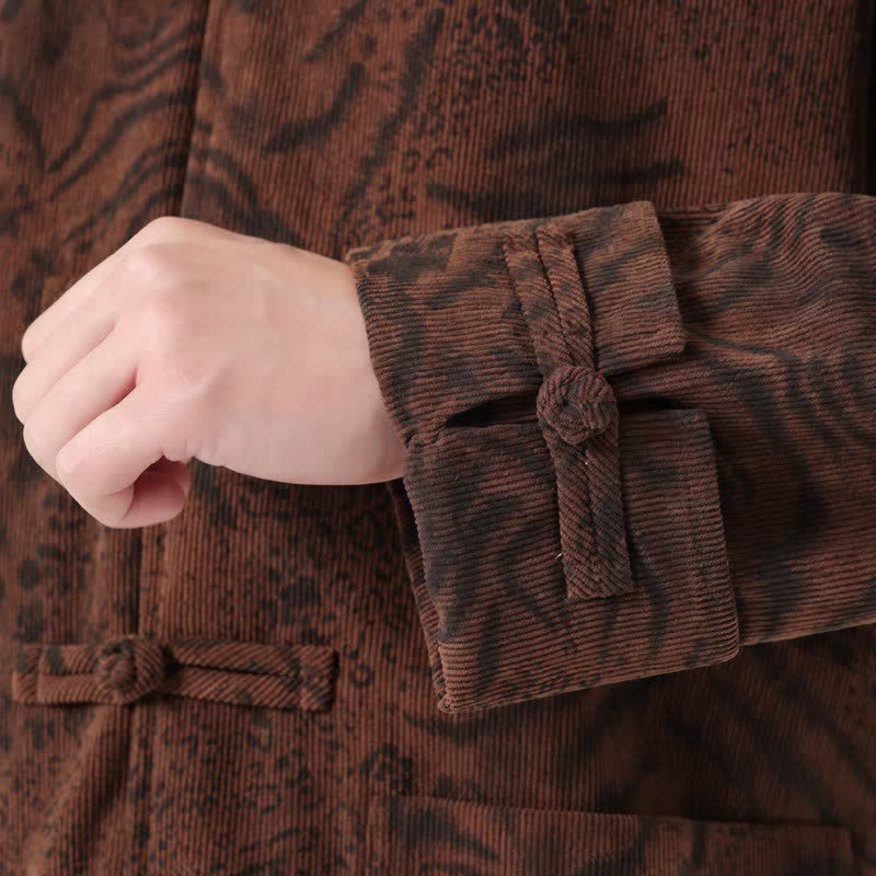 Buddha Stones Herbst/Winter Retro Tang Style aufgesetzte Taschen Abstrakte Cordjacken für Herren mit Tasche - image 6