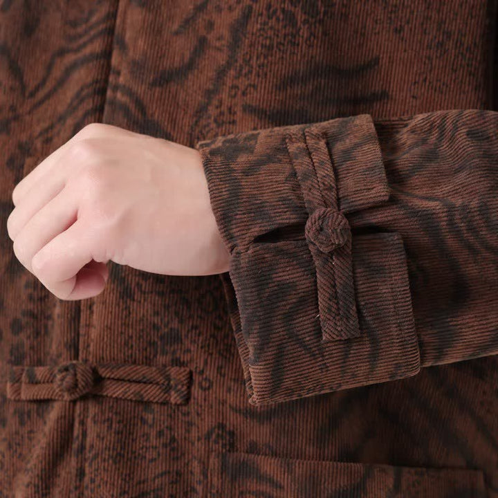 Buddha Stones Herbst/Winter Retro Tang Style aufgesetzte Taschen Abstrakte Cordjacken für Herren mit Tasche - image 6