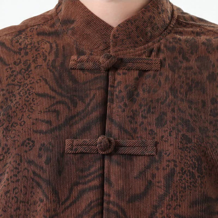 Buddha Stones Herbst/Winter Retro Tang Style aufgesetzte Taschen Abstrakte Cordjacken für Herren mit Tasche - image 4
