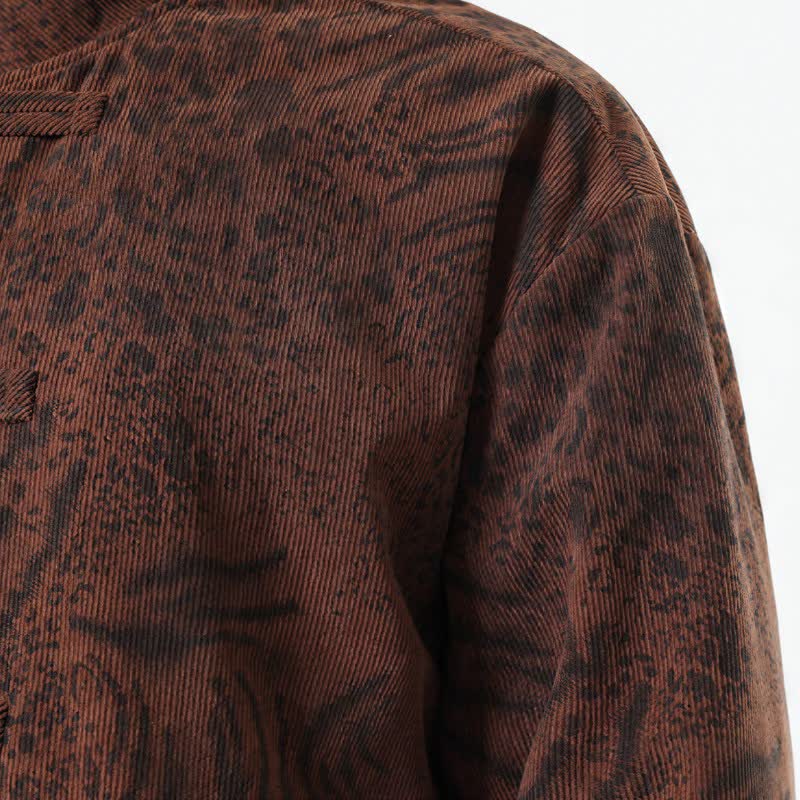 Buddha Stones Herbst/Winter Retro Tang Style aufgesetzte Taschen Abstrakte Cordjacken für Herren mit Tasche - image 5