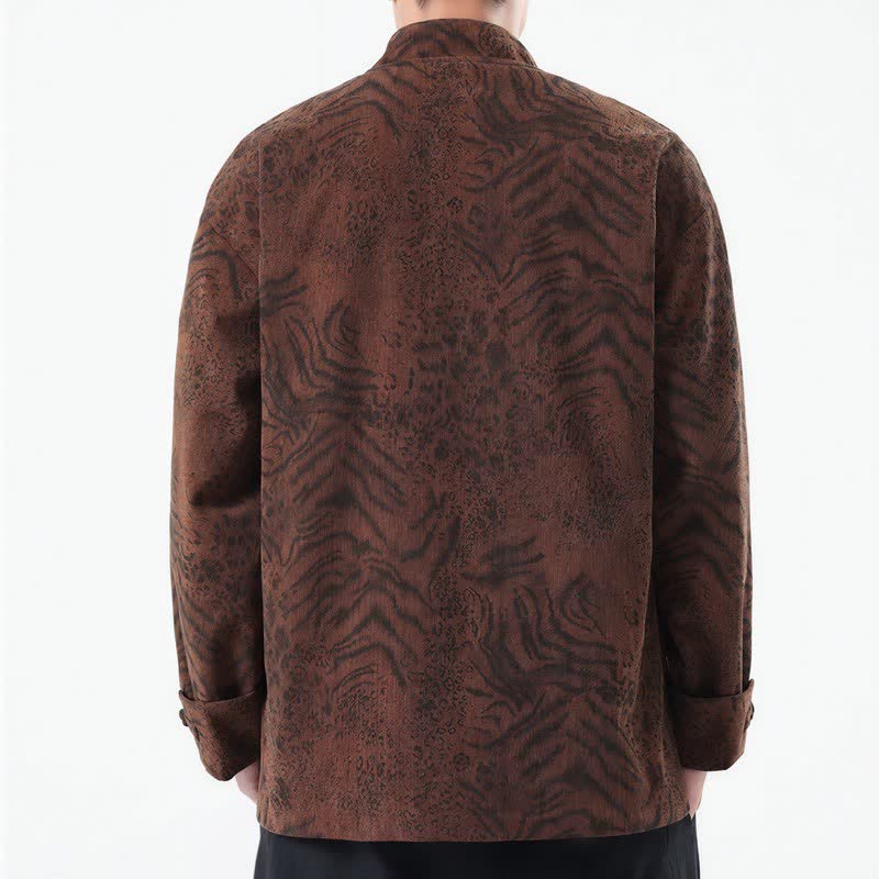 Buddha Stones Herbst/Winter Retro Tang Style aufgesetzte Taschen Abstrakte Cordjacken für Herren mit Tasche - image 2
