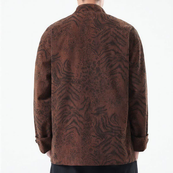 Buddha Stones Herbst/Winter Retro Tang Style aufgesetzte Taschen Abstrakte Cordjacken für Herren mit Tasche - image 2