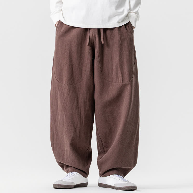 Buddha Stones Lässige Herren-Haremshose mit Kordelzug und Taschen für Frühling und Sommer - Sienna - US/UK/AU46, EU56 (5XL) - image 0