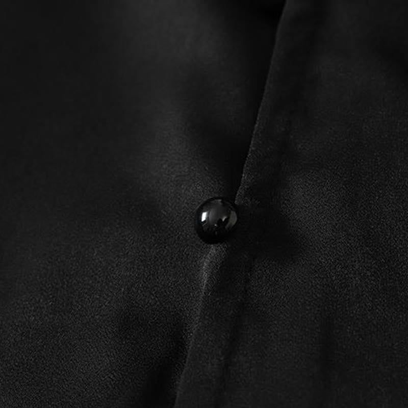 Buddha Stones Elegante, einfarbige Langarmkleider im Tang-Stil mit Stehkragen, Seitenschlitz und Stehkragen im Frühlings- und Herbst-Look für Damen. - image 4
