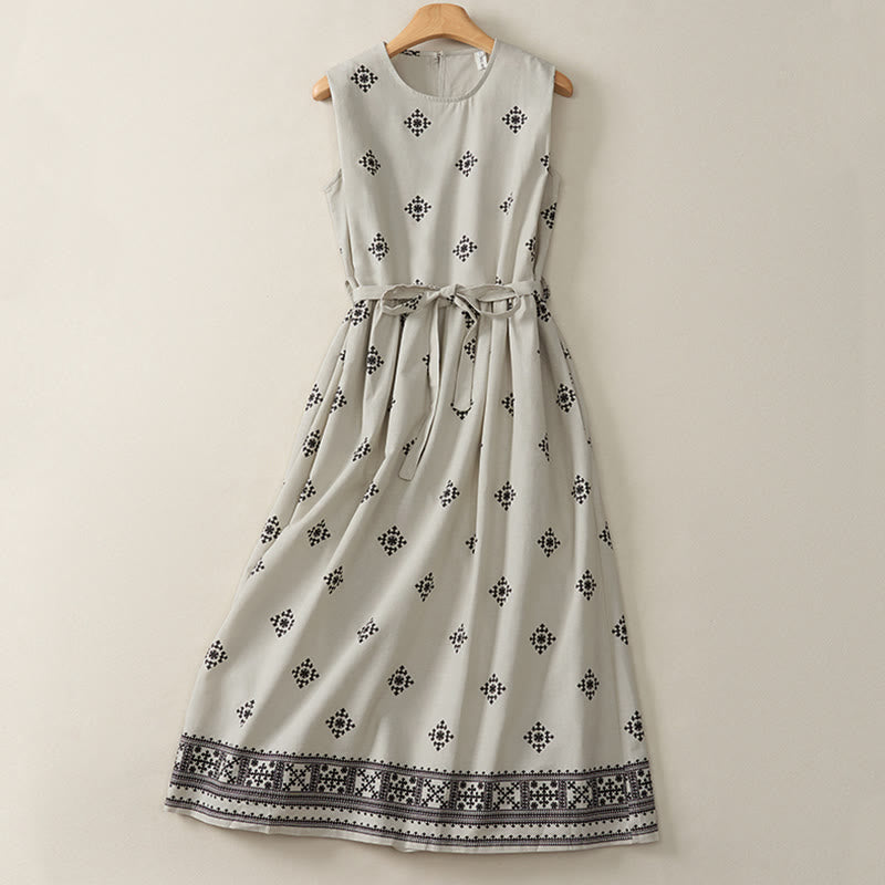 Buddha Stones Sommer-Boho-Kleid für Damen mit geometrischem Muster, ärmellos und mit Taschen - Gainsboro - US12, UK/AU16, EU44 (2XL) - image 0