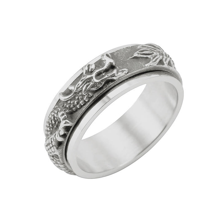Buddha Stones Dragon Titanstahl-Stimulationsring, drehbar - Schwarz - US11 - image 15