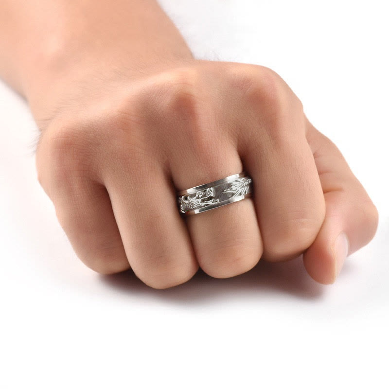 Buddha Stones Dragon Titanstahl-Stimulationsring, drehbar - image 17