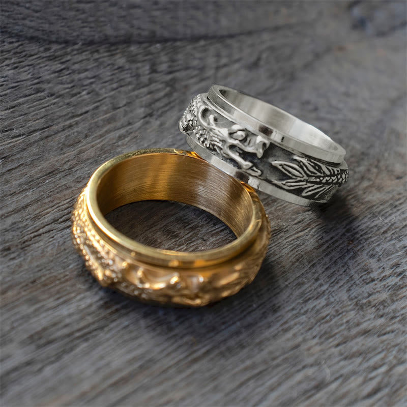 Buddha Stones Dragon Titanstahl-Stimulationsring, drehbar - image 8