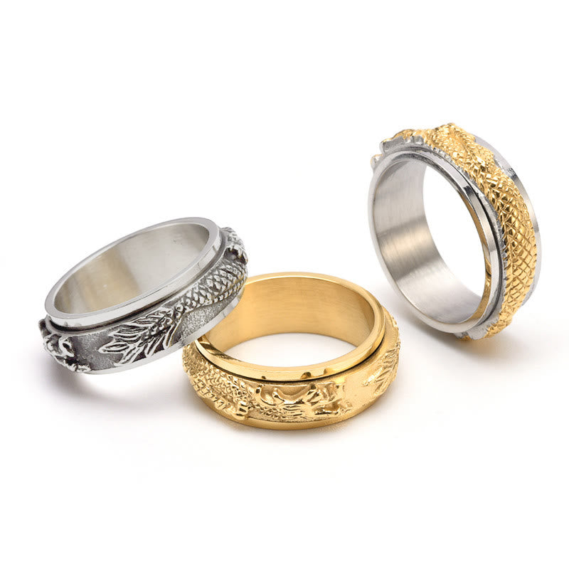 Buddha Stones Dragon Titanstahl-Stimulationsring, drehbar - image 1