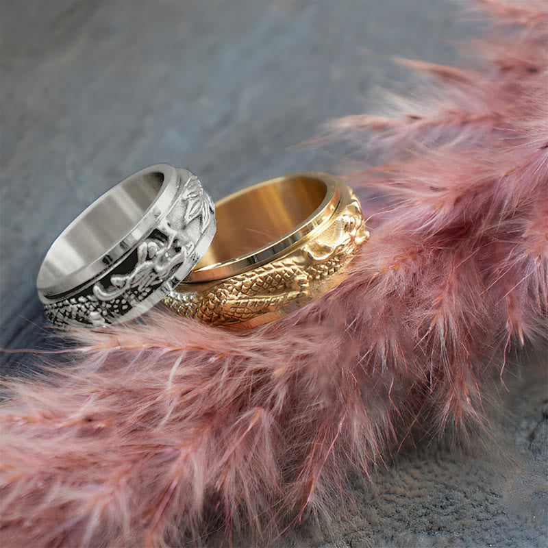 Buddha Stones Dragon Titanstahl-Stimulationsring, drehbar - image 11