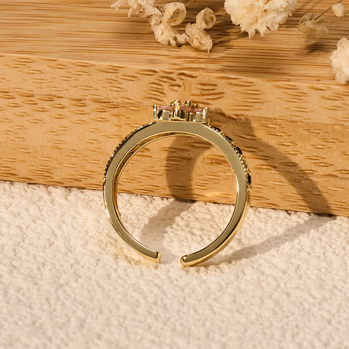 Buddha Stones Kupferner Lotus-Ring mit eingelegten floralen Elementen – ein offener Ring der Erleuchtung mit Lotusmotiv - image 4