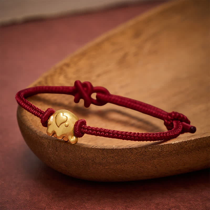 Buddha Stones Rotes Elefanten-Schutzarmband aus Kupfer - Dunkelrot - image 10
