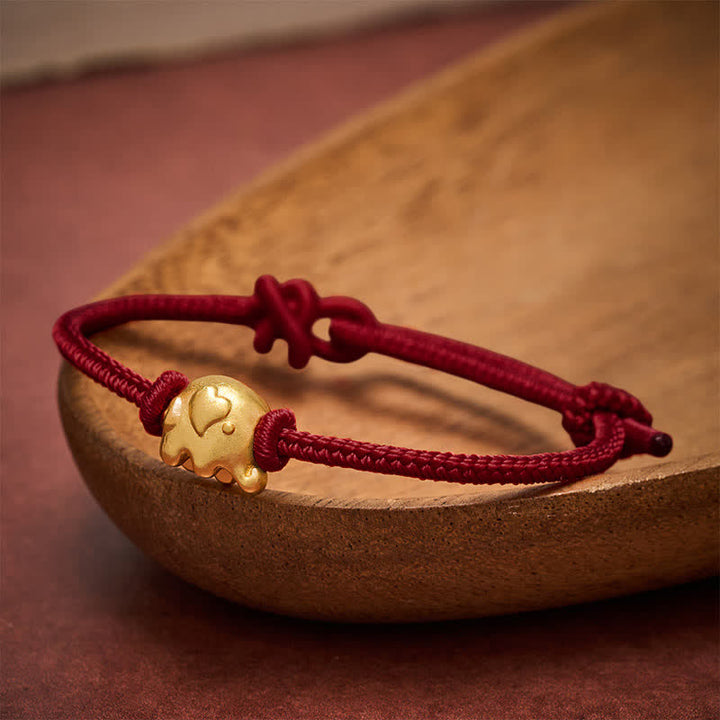Buddha Stones Rotes Elefanten-Schutzarmband aus Kupfer - Dunkelrot - image 10