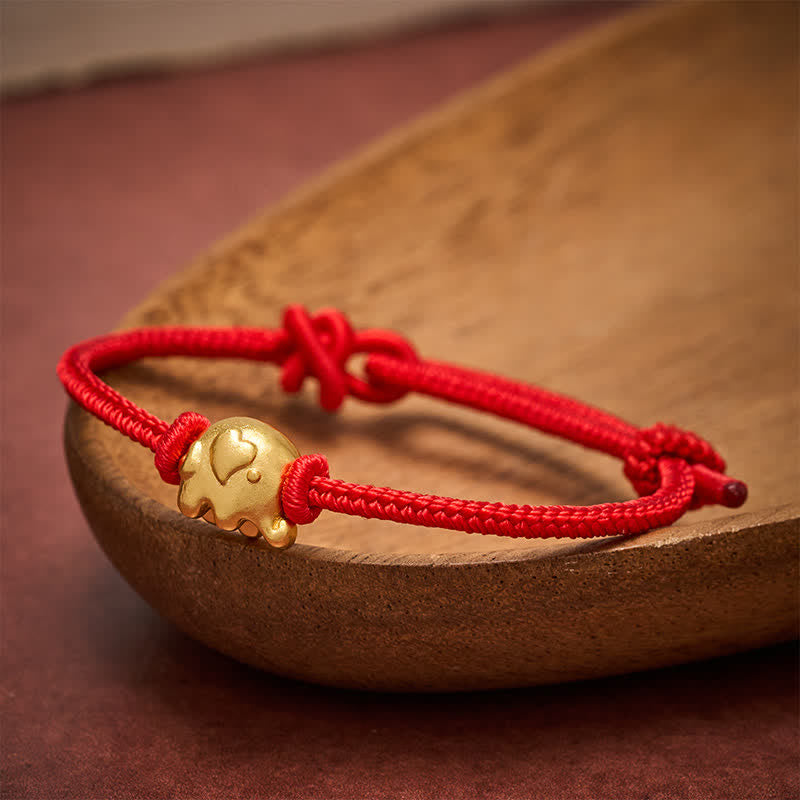 Buddha Stones Rotes Elefanten-Schutzarmband aus Kupfer - image 1