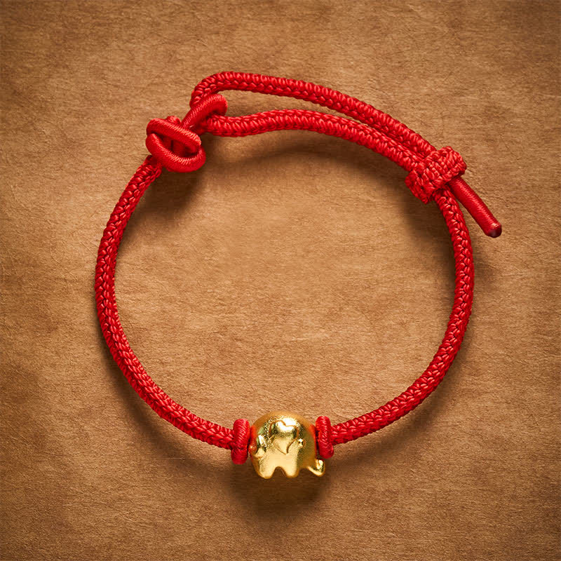 Buddha Stones Rotes Elefanten-Schutzarmband aus Kupfer - image 2