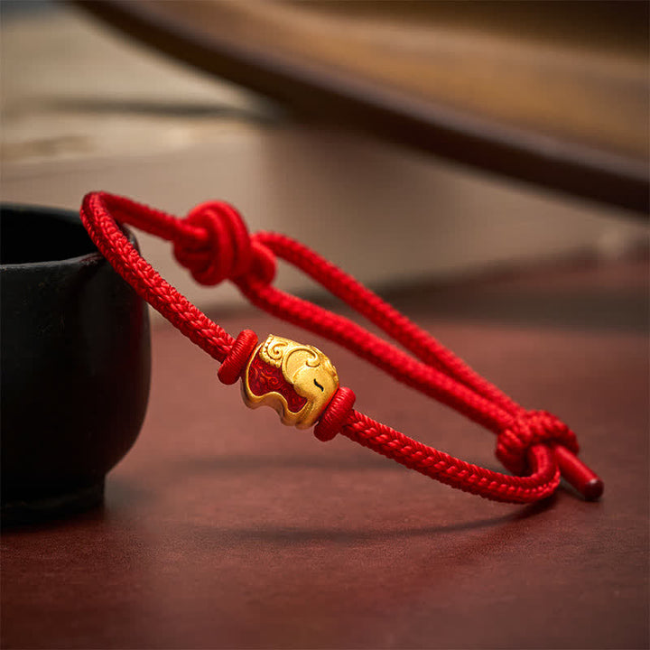 Buddha Stones Rotes Armband mit Elefantenmotiv aus Kupfer - Rot - image 0