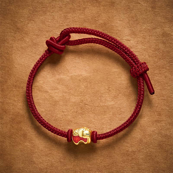 Buddha Stones Rotes Armband mit Elefantenmotiv aus Kupfer - image 11