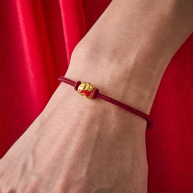 Buddha Stones Rotes Armband mit Elefantenmotiv aus Kupfer - image 12
