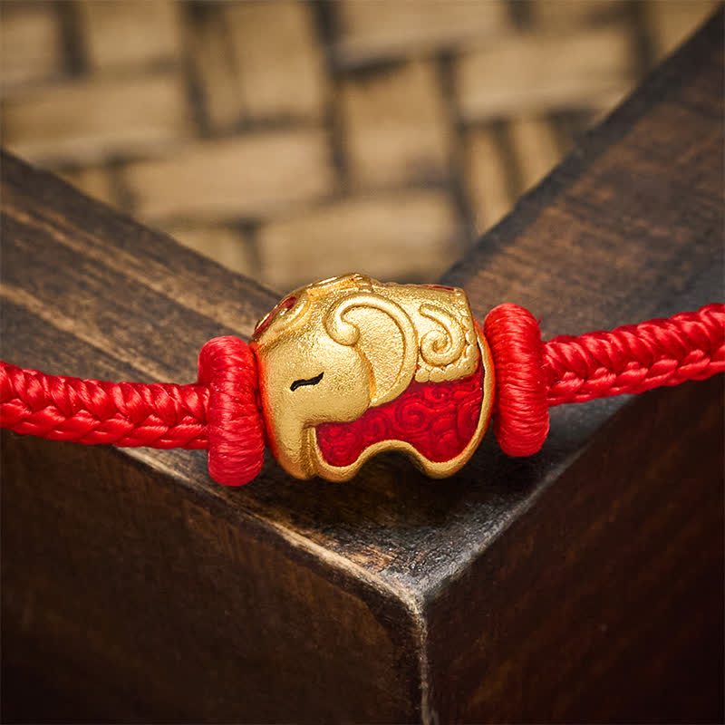 Buddha Stones Rotes Armband mit Elefantenmotiv aus Kupfer - image 4