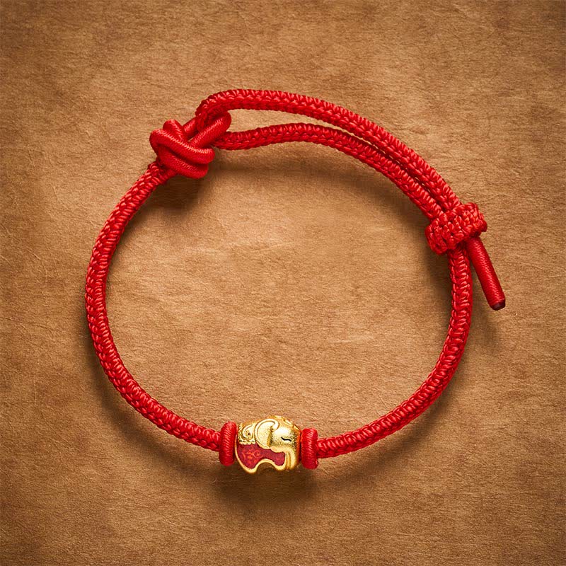 Buddha Stones Rotes Armband mit Elefantenmotiv aus Kupfer - image 2