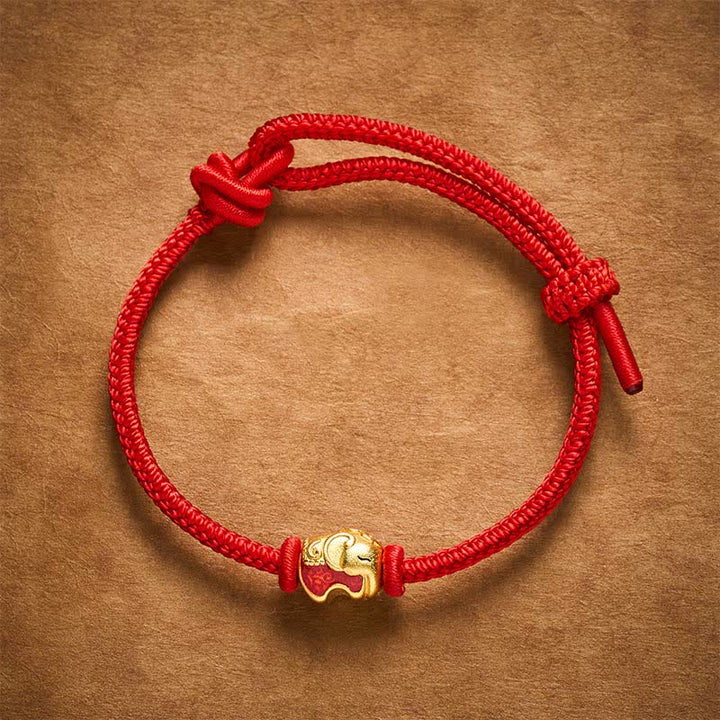Buddha Stones Rotes Armband mit Elefantenmotiv aus Kupfer - image 2