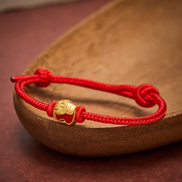 Buddha Stones Rotes Armband mit Elefantenmotiv aus Kupfer - image 1